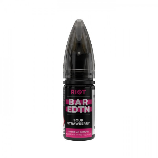 Riot Squad BAR EDTN Sour Strawberry 10ml Nic Salt E-Liquid