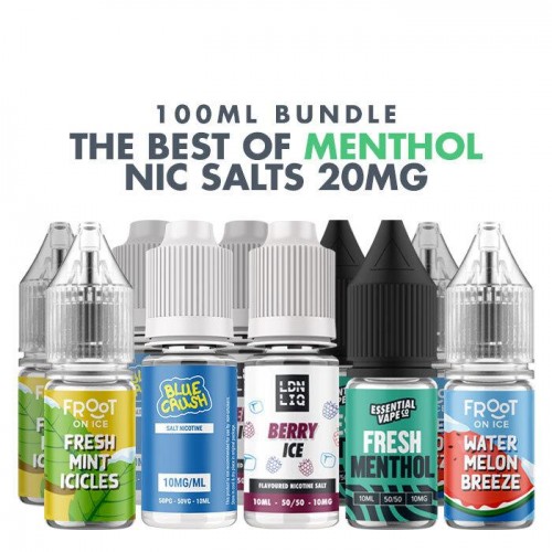 Best Menthol E-Liquids 10 x 10ml Nic Salt Bun...